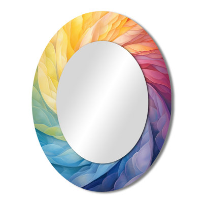 Raimbow Serenade Of Spirals I - Abstract Oval Decorative Mirror On Metal
