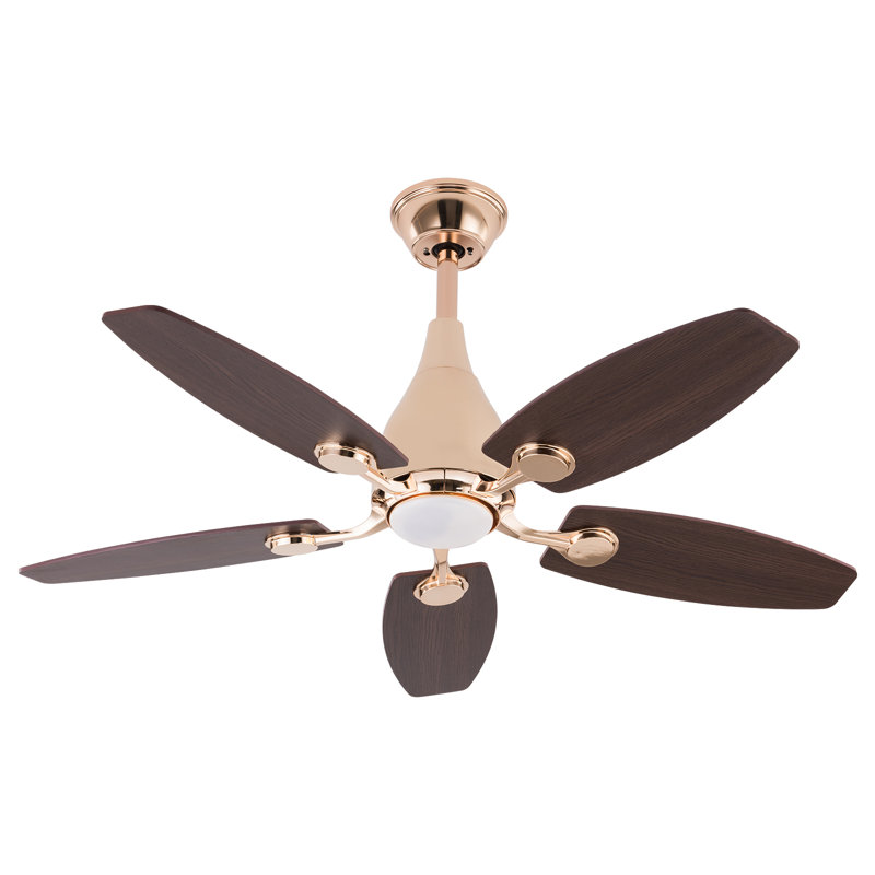 Ventilateur de plafond à 5 pales de 42 pouces avec télécommande et ensemble d'éclairage inclus, Or rose