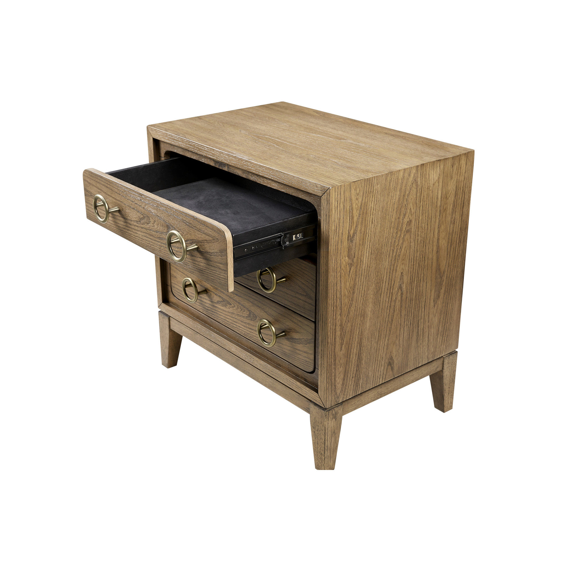 Latitude Run® Latte Finish 3 Drawer Nightstand With Charging Ports ...