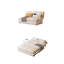 Canapé-lit blanc en cuir griffé avec coussins-108831239
