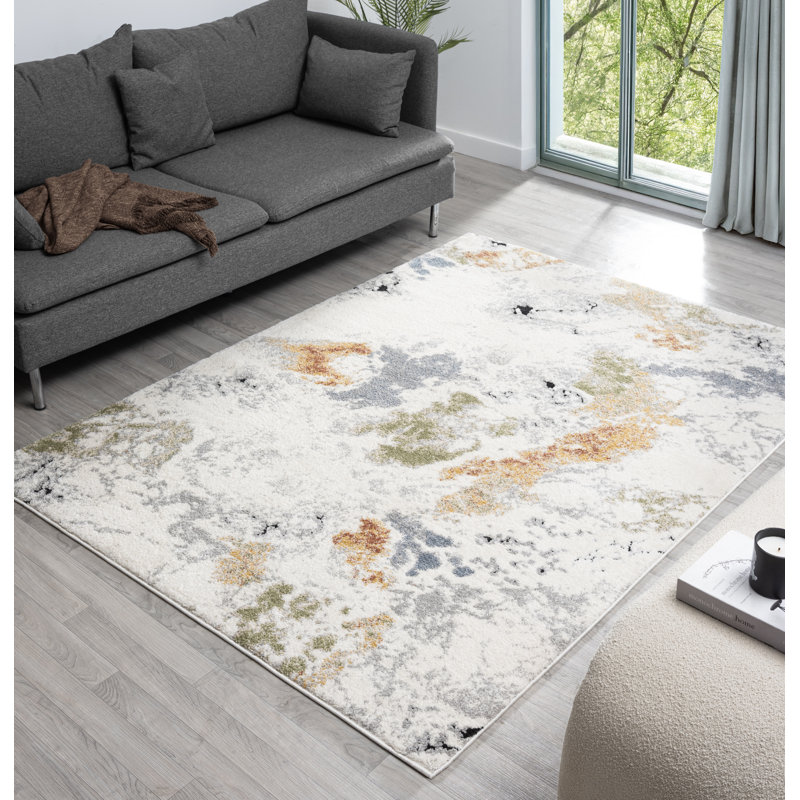 Paris Collection Abstract Cream/Light Grey Rug, Rectangle 1'9" x 3'2"