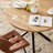 5-Piece Modern Round Dining Set, 39" Natural Wood Pattern Table with 4 Brown Faux Leather Chairs-306806751-306806750