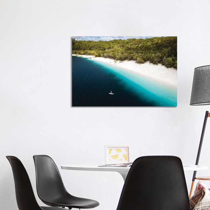 Paddle Boarder Beach Lake Mckenzie (wide) 1 Piece Wrapped Canvas Wall Art, 101.6 cm H x 66.04 cm W x 3.175 cm D