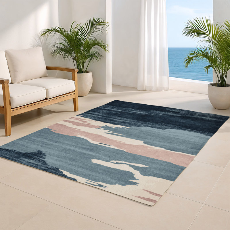 Watercolor Gray Indoor and Outdoor Area Rug, Rectangle 4' x 6'