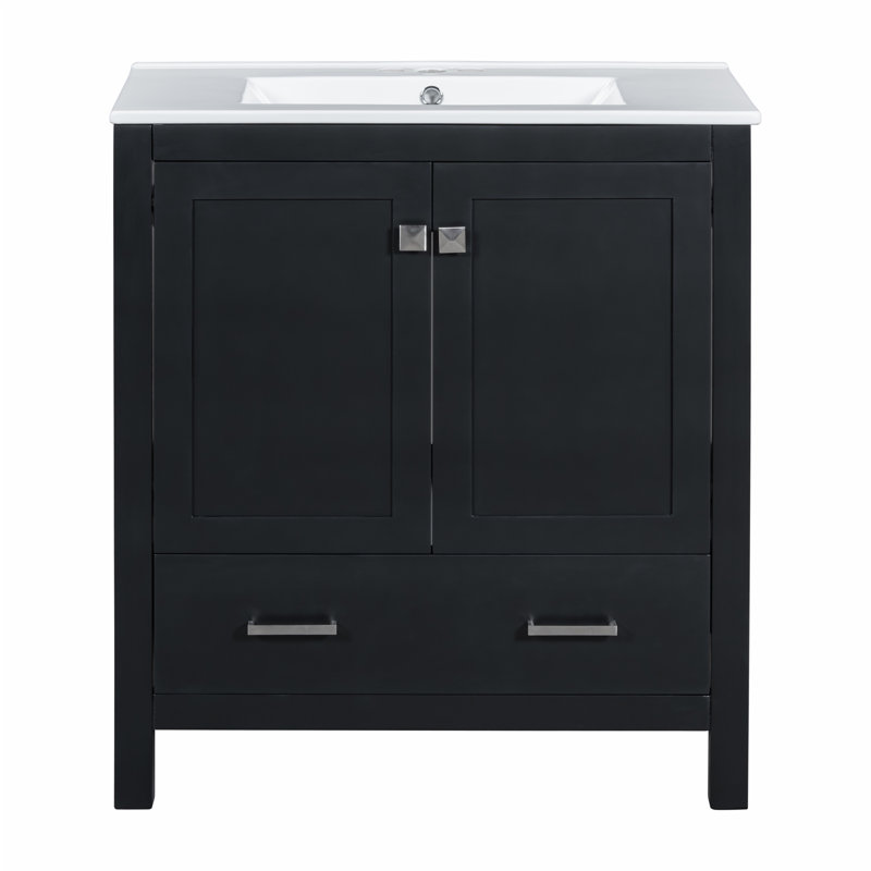 Meuble-lavabo 30 po avec lavabo simple, Noir