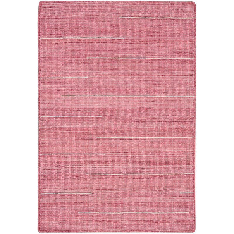 Anerinda Solid Hand Loomed Wool/Cotton Area Rug in Rose Pink, Rectangle 2' x 4'
