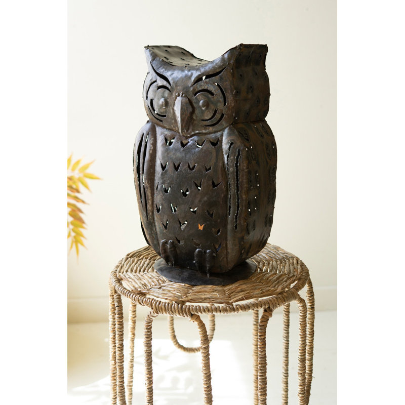  Owl-Shaped Iron Candle Lantern 17" H Rustic Decor