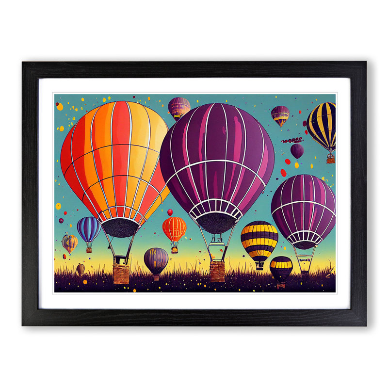 Splattered Hot Air Balloons Vol.1 - Framed Print, Black, 46cm H x 64cm W x 2cm D