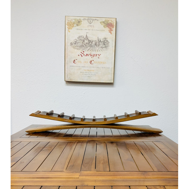 10-Bottle Brown Oak Arched Tabletop Wine Rack
