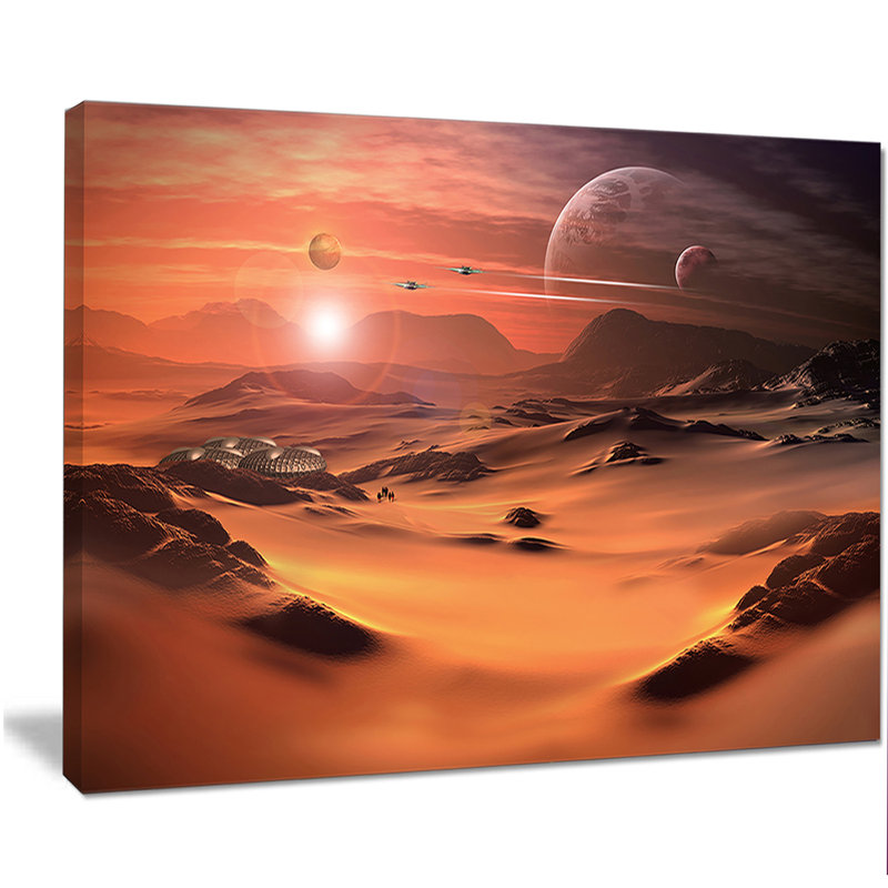 « étranger planet 3d rendered computer art », impression sur toile tendue, H 30 po x l 40 po x P 1 po