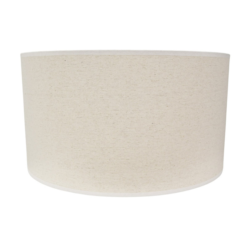 25cm H Linen Blend Drum Lamp Shade ( Slip-On ), Natural/White