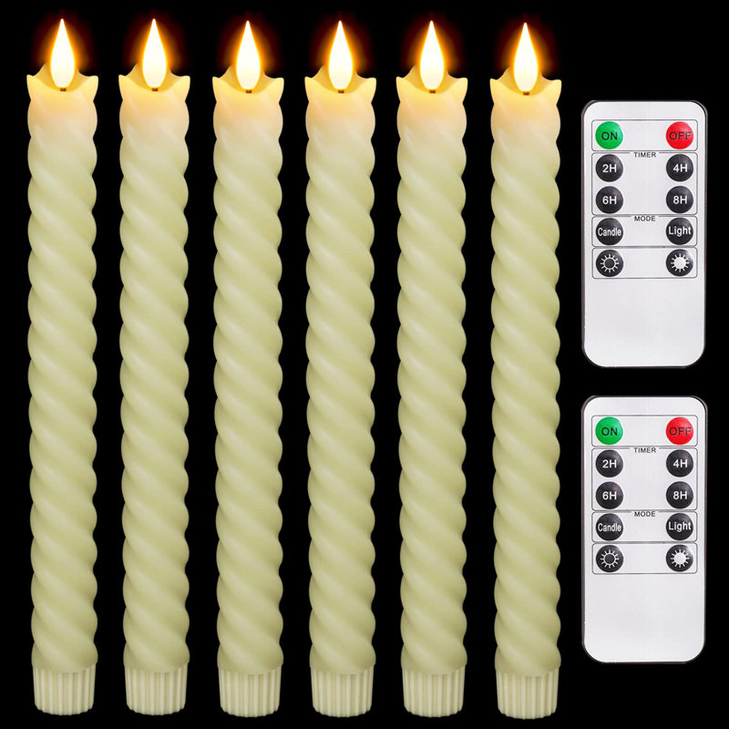 Ensemble de 6 chandelles sans flamme à cire véritable sans flamme