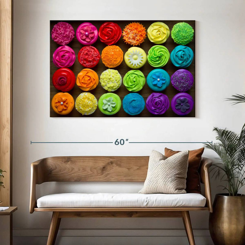 Yarlin Rainbow Cupcakes, 32" H x 48" W