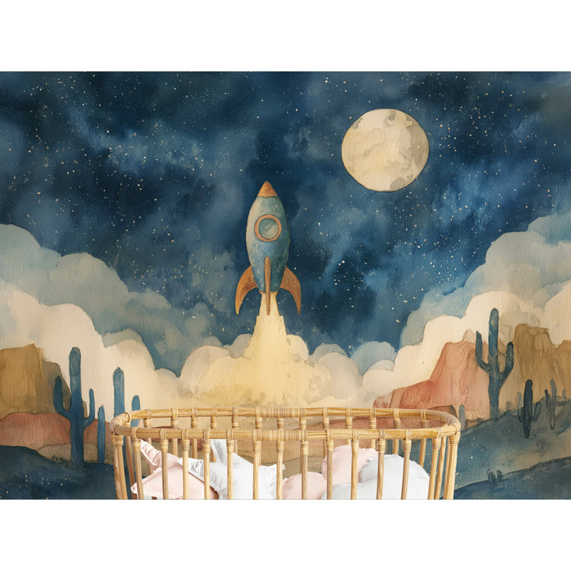 Papier peint Starry Night Rocket Desert, 160 po x 108 po, Peler et coller