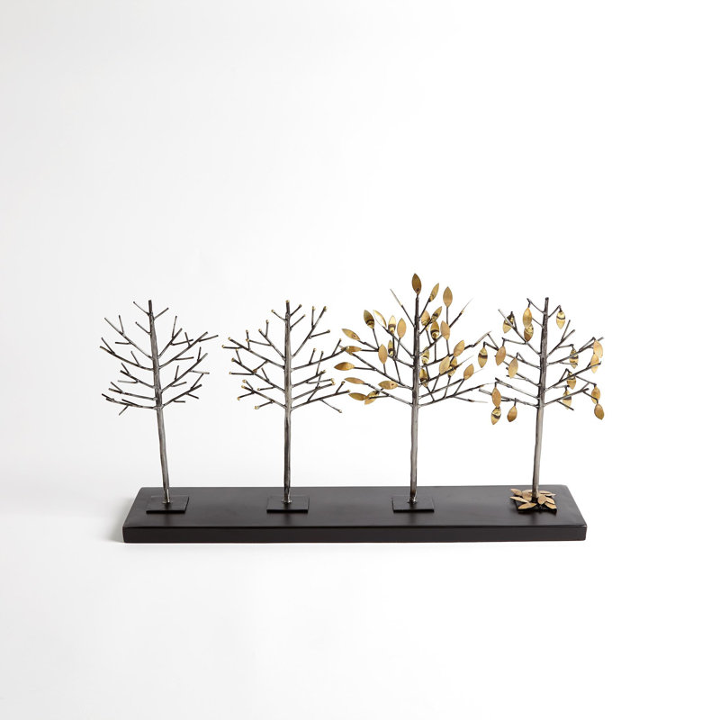 Gold Iron Four Seasons Tree Sculpture, 24.5" Length
