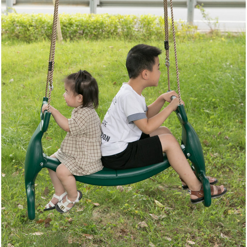 Green Plastic Dual Glider Swing with Handlebar and Footrest