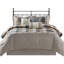 Édredon neutre à 7 chevrons pour très grand lit, tissu écossais Buffalo, rembourré, couvre-lit, taies décoratives, coussins décoratifs, jupe de lit, lavable à la machine, 7 pièces, motif, rembourrage, comprend facile à-124308815-124308816