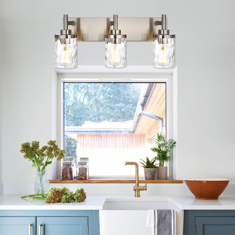 Luminaire de meuble-lavabo Modern, H 7,8 po x l 30,1 po x P 7,4 po, 6 lumières, Nickel brossé
