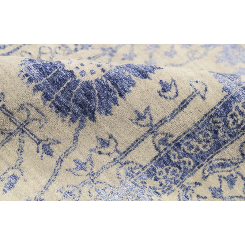 One-of-a-Kind Hand-Knotted High-Quality Gray/Blue Area Rug