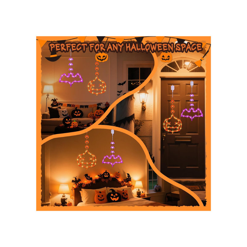 Feux d'Halloween rechargeables: enseigne chauve-souris citrouille d'Halloween
