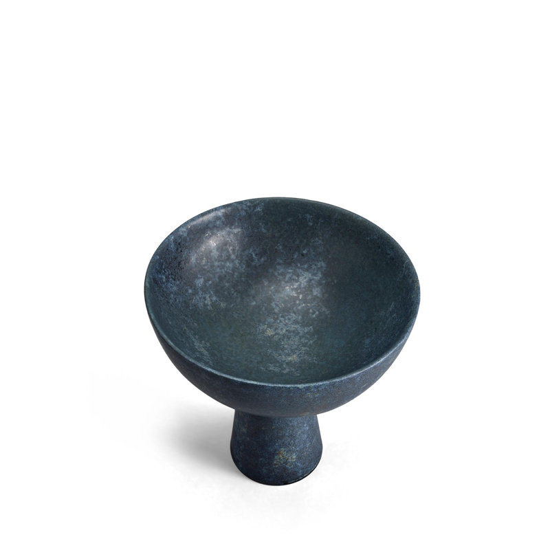 Terra Handmade Ceramic / Porcelain Decorative Bowl, Aged Iron, 7.75" H x 7.25" W x 7.25" D