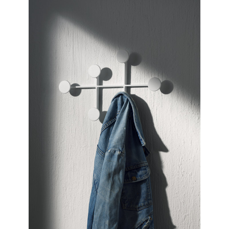 Afteroom 6 - Hook Wall Mounted Coat Rack, Powder Coated White