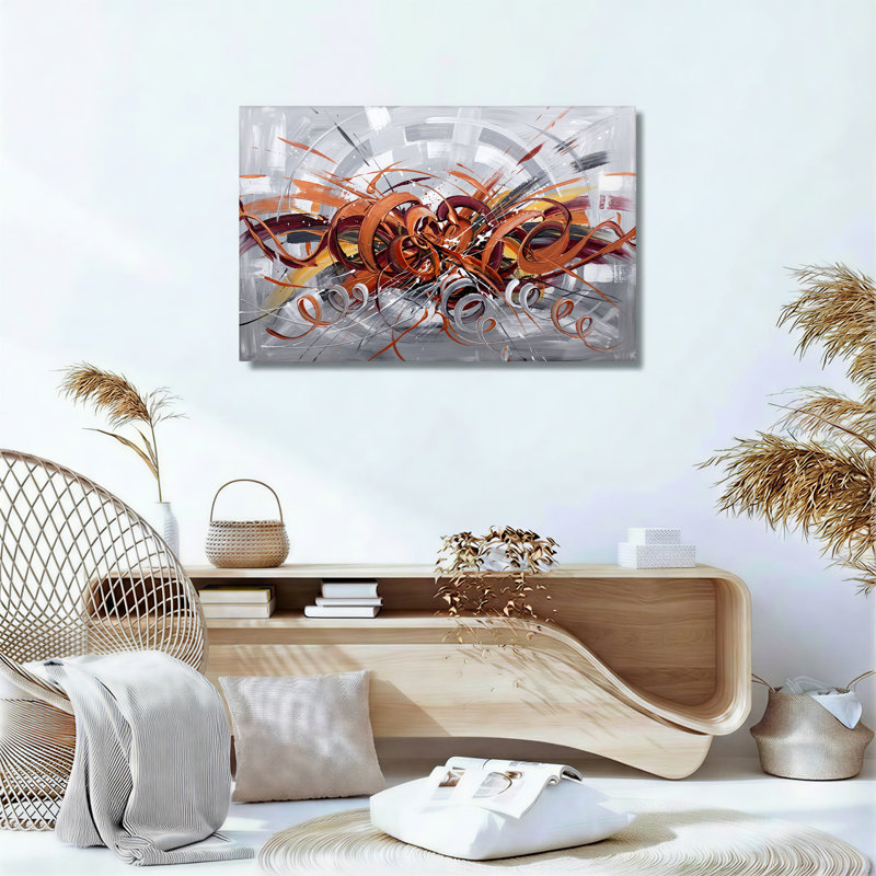 Art moderne sur toile, rubans et tourbillons abstraits modernes, H 12 po x l 18 po