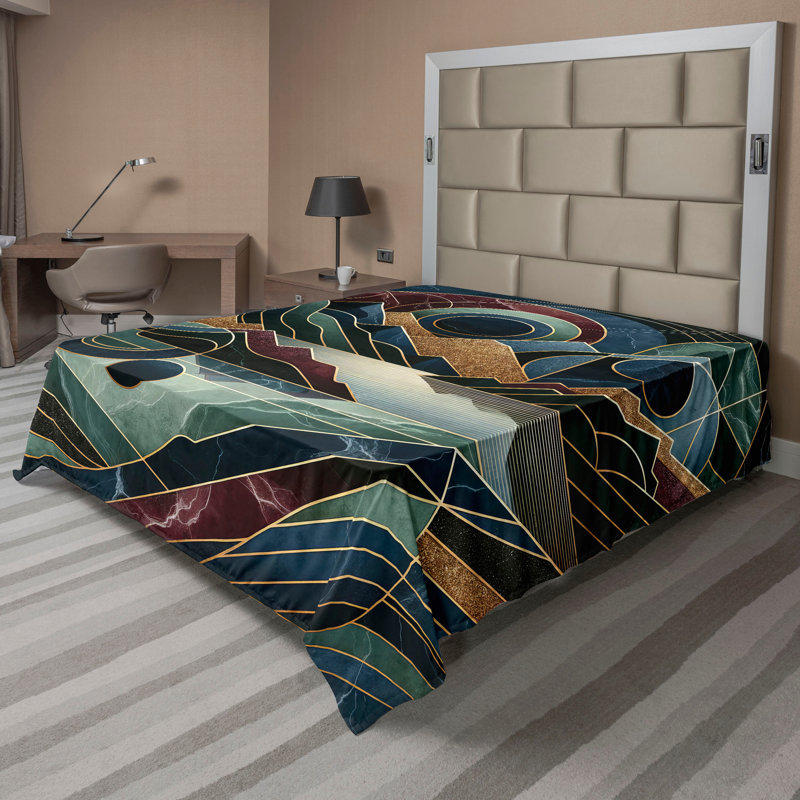 Polyester Abstract Flat Sheet, California King Flat Sheet