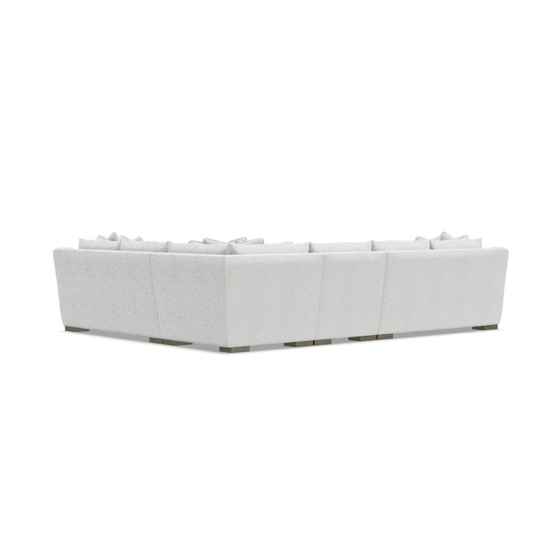 Gabi 5-Piece Fabric Sectional, 35" H x  140" W x 110" D, White Polyester, Right Hand Facing