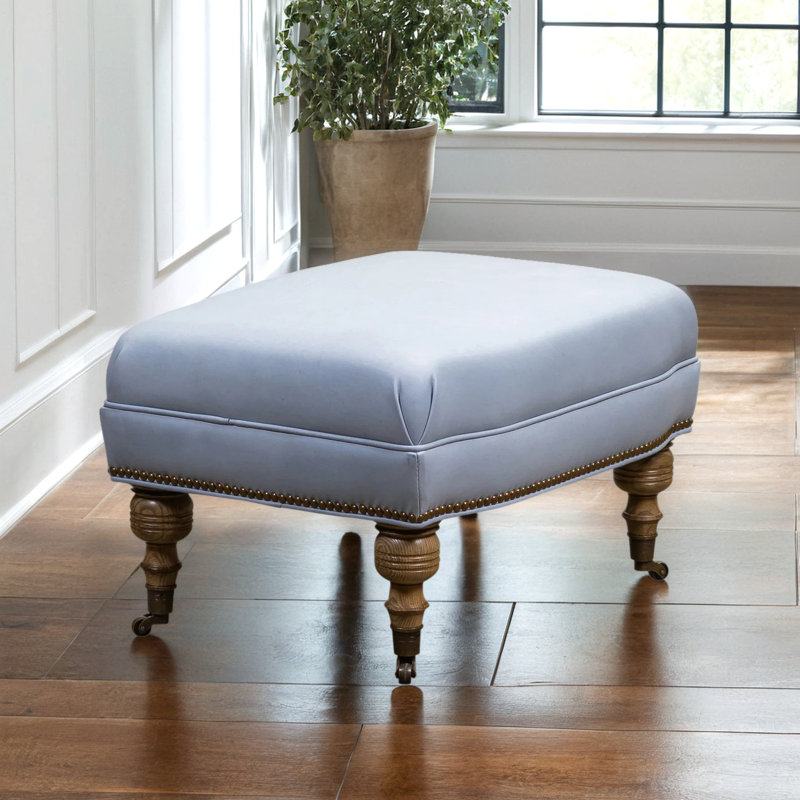 Corrine Ottoman in Linden Chcolate, Collins Celadon