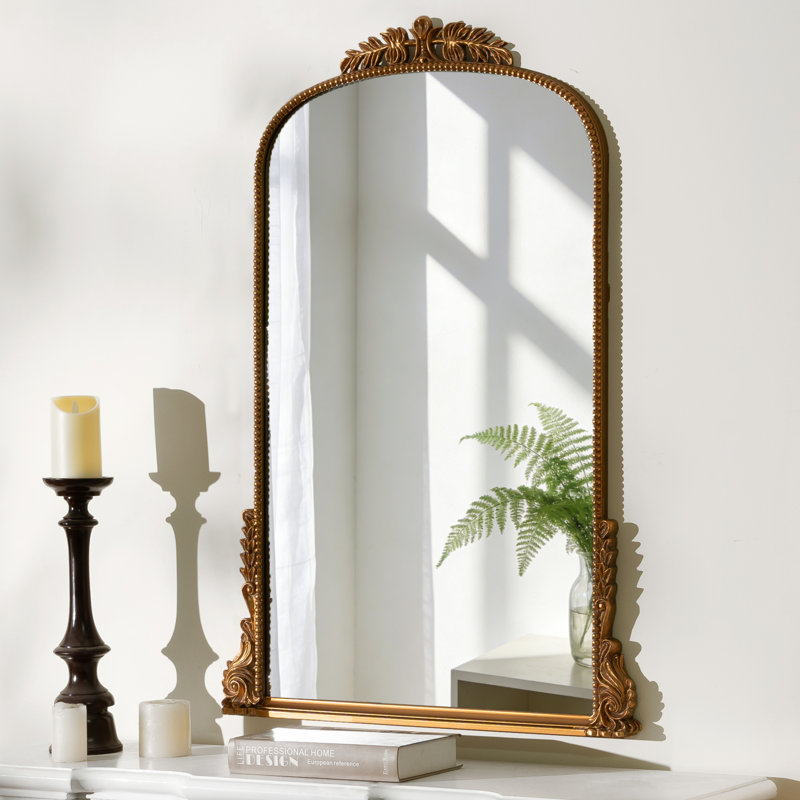 Arch PU Wall Mirror, Antique Gold, 99cm H x 71cm W