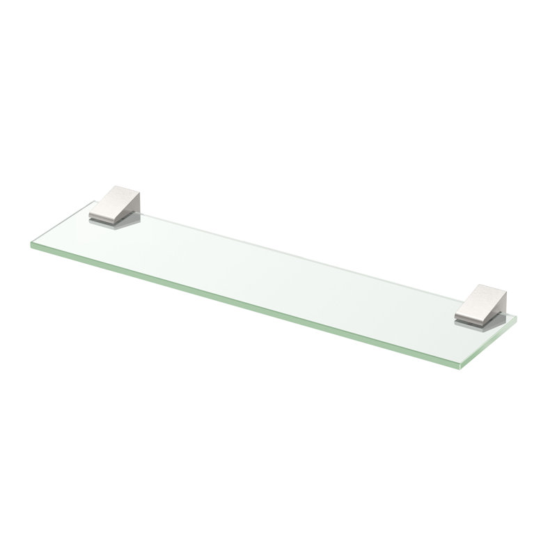 A-Line Glass Shelf | Wall Mounted 20"W Tempered Glass Shelf, Satin Nickel