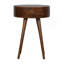 Table de chevet circulaire Nordic Chestnut, pieds nordiques, 1 tiroir