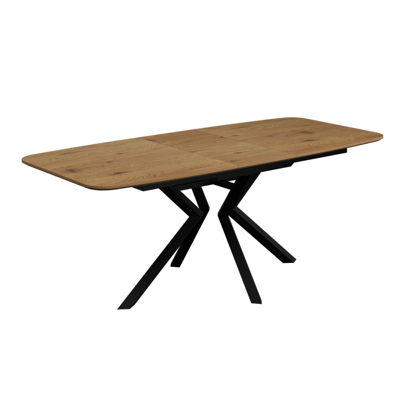 Extendable Metal Base Dining Table, Wood Look