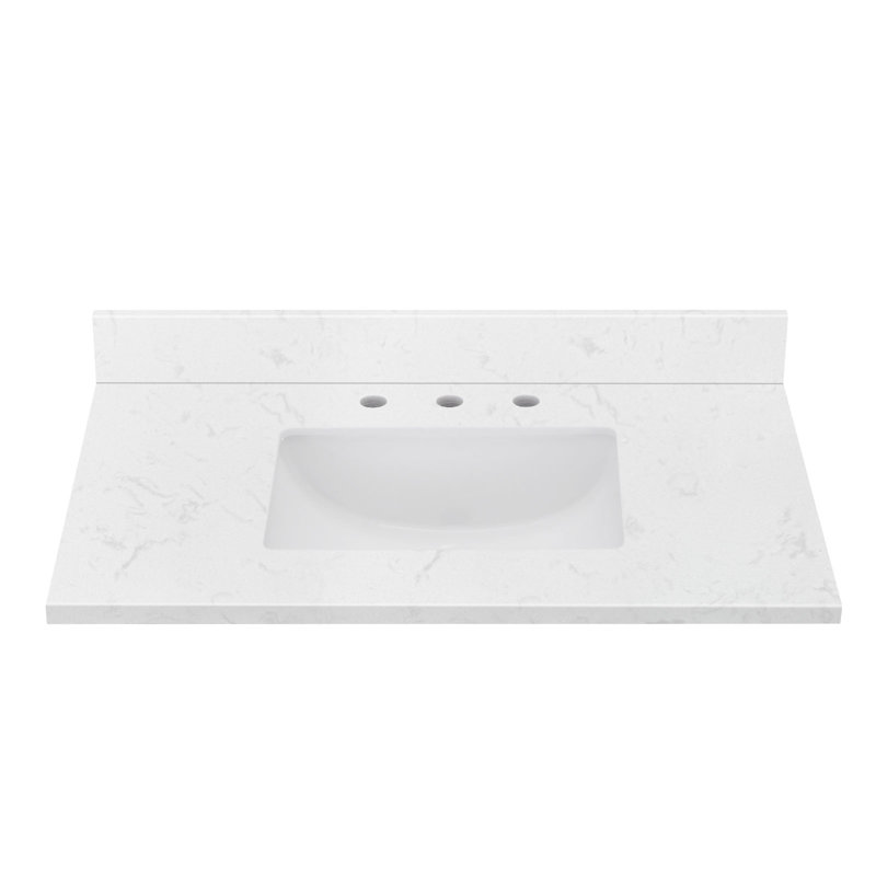 36 inch Engineered Stone Single Bathroom Vanity Top With Center Sink
