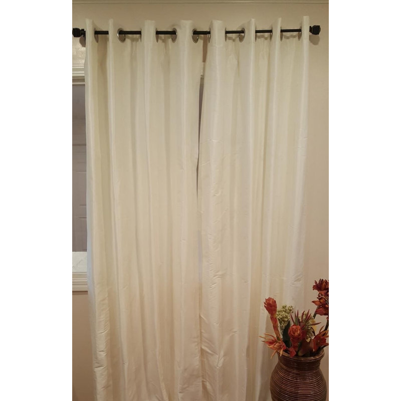 Panneau de rideau simple semi-diaphane avec œillets Eury, l 50 po x L 108 po, Ivoire