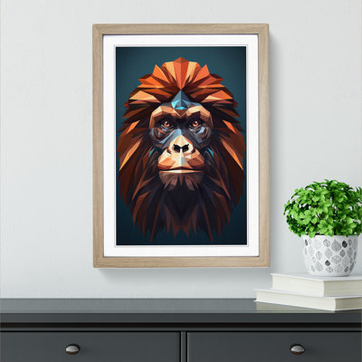 Orangutan Geometric 1 Piece Single Picture Frame Wall Art