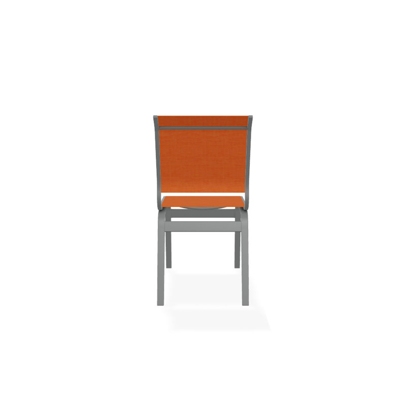Aruba 1 Outdoor Dining Side Chair, Textured Graphite, Canvas Tangerine Sunbrella® Canvas