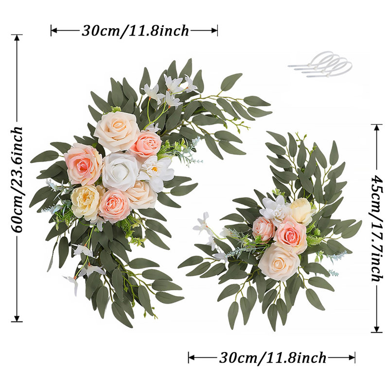 Ensemble de 2 fleurs artificielles pour décoration d'arche de mariage et décor floral