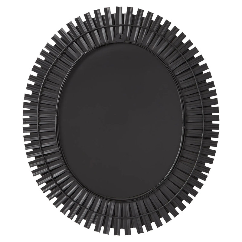 Textured Black Round Iron Framed Bathroom Vanity Mirror