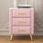 Upholstered Wooden Nightstand With 3 Drawers And Metal Legs&Handles-1205898060