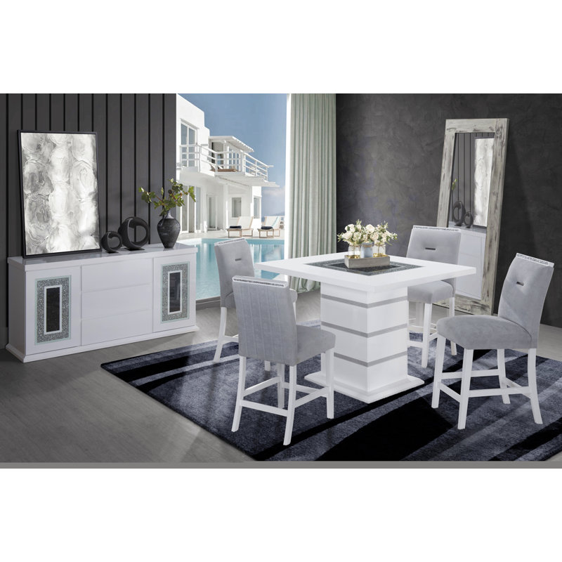 Tabourets de bar gris (ensemble de 2), Siège gris / cadre blanc, 2