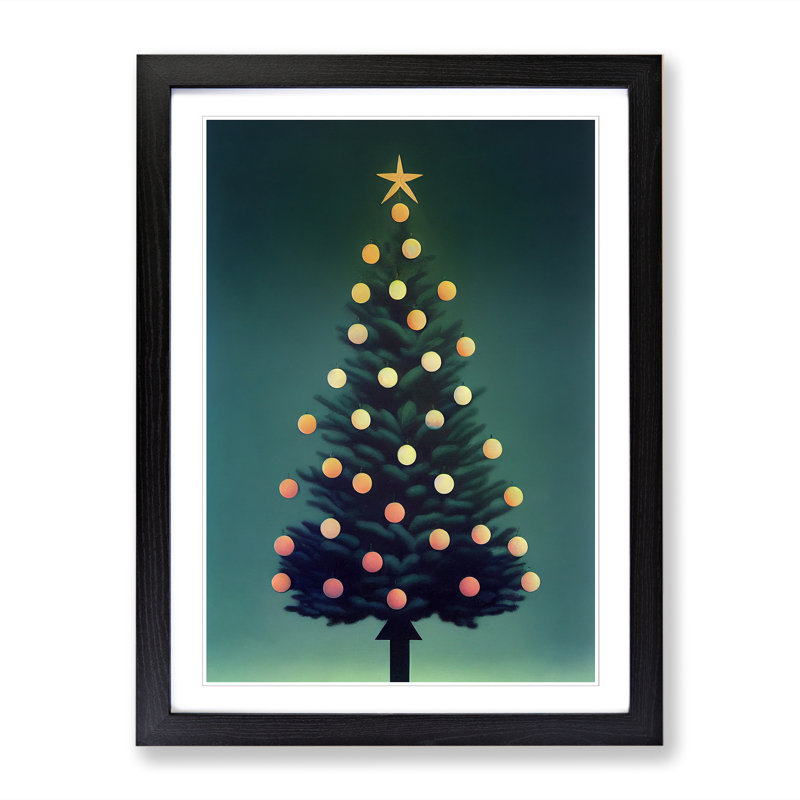 Christmas Tree - Single Picture Frame Print, 46cm H x 34cm W, Walnut Framed
