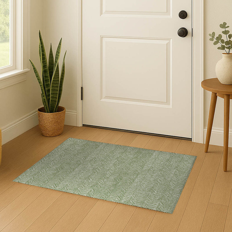 Chevron Groove Indoor Doormat, L 48 po x L 72 po, Olive Green