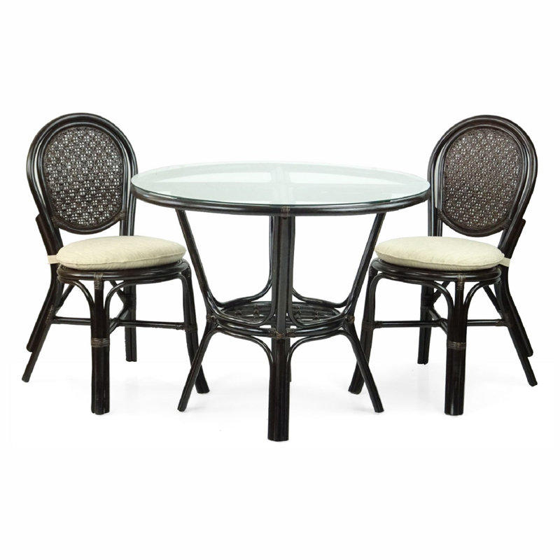 Ensemble repas rond 37,5 po Chetana Glynda, Marron foncé, Marron foncé