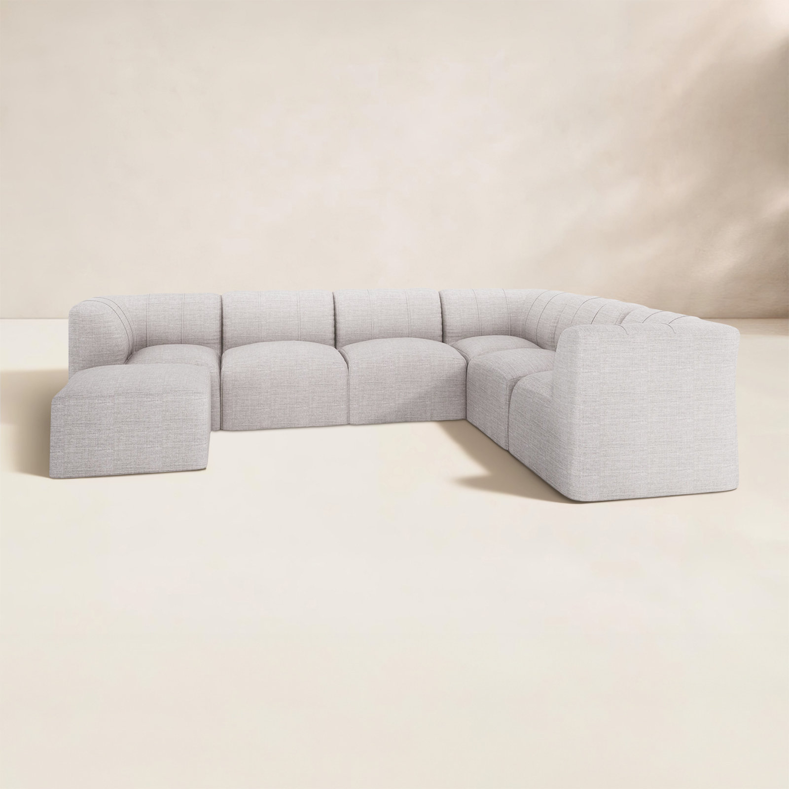 Praia 124" Sunbrella® Modular Outdoor L Sectional with Ottoman, Cast Silver Sunbrella®