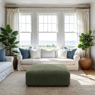 Stretchy Slipcover for Ottoman - Easy to Clean & Durable - Comfort Collection