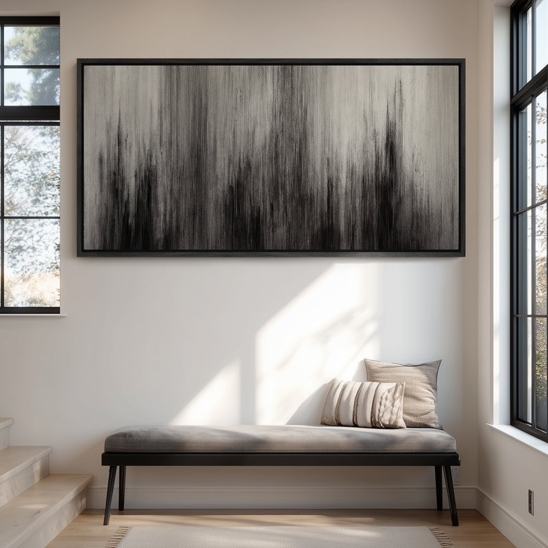 Très grand art mural rétro encadré pour art classique, H 30 po x l 60 po, Noir