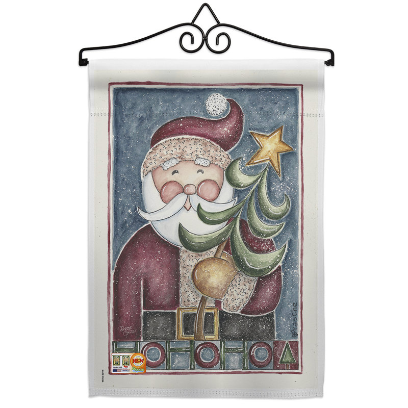 Arbre de noël à motif décoratif en polyester à 2 faces 19 x 13 po hohoho ensemble de drapeaux
