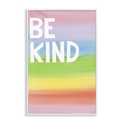 Be Kind Ombre Rainbow Framed Giclee Art by Jen Bucheli
